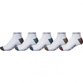 Ponožky - GLOBE Multi Brights Ankle Sock 5 Pack - White