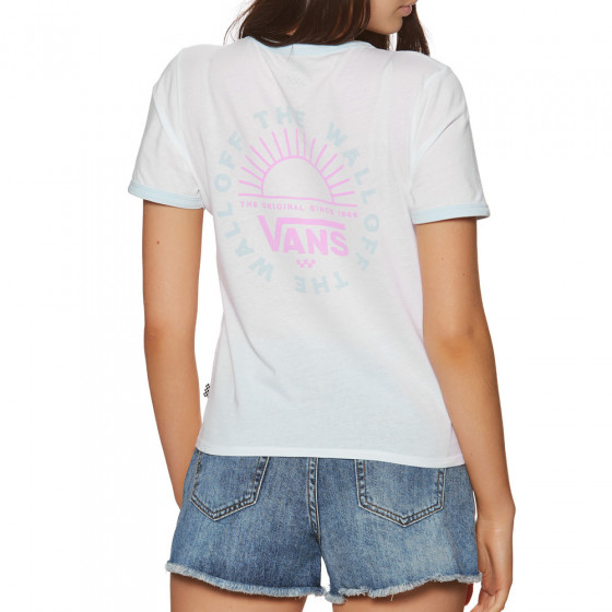 Dámské triko - VANS Summer Schooler Ringer - bílá/modrá