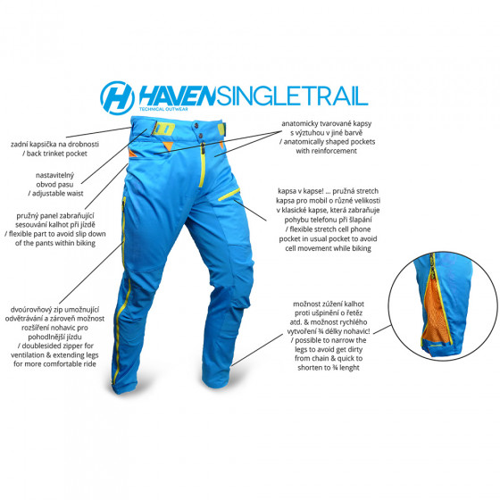 Kalhoty - HAVEN Singletrail - černá/červená