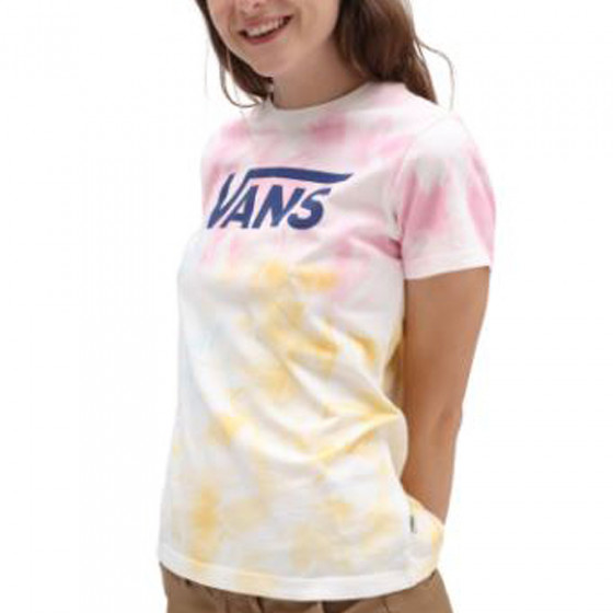 Dámské triko - VANS Logo Wash Crew Cradle - Růžová tie