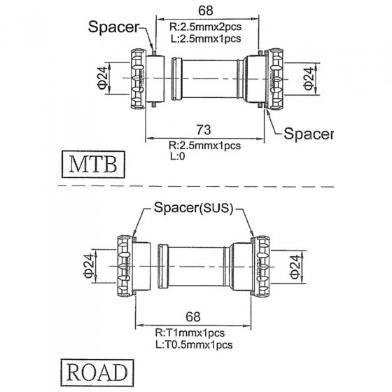 Středové složení MTB - MAX1 EVO Shimano BSA s podložkou