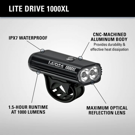 Přední světlo - LEZYNE Lite Drive 1000XL - Black