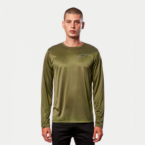 Triko - ALPINESTARS Pursue Performance LS Tee - Military Green