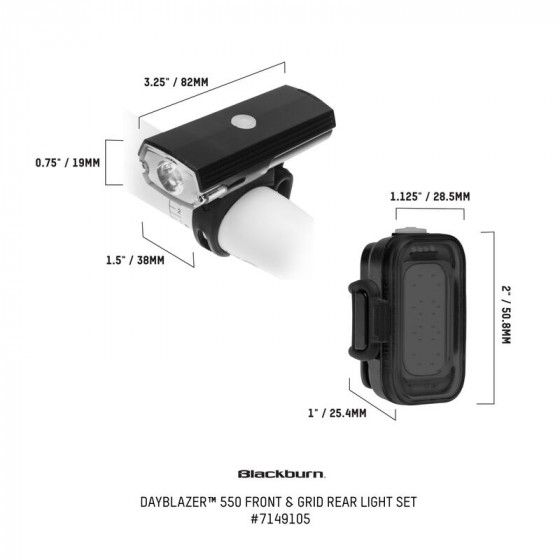 Světlo - BLACKBURN Dayblazer 550 + blikačka Grid Rear USB-C