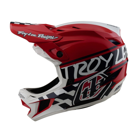 Integrální přilba - TROY LEE DESIGNS D4 Polyacralite MIPS 2025 - Fifty-50 White / Red