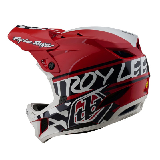 Integrální přilba - TROY LEE DESIGNS D4 Polyacralite MIPS 2025 - Fifty-50 White / Red