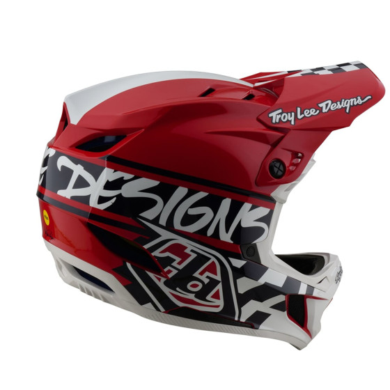 Integrální přilba - TROY LEE DESIGNS D4 Polyacralite MIPS 2025 - Fifty-50 White / Red