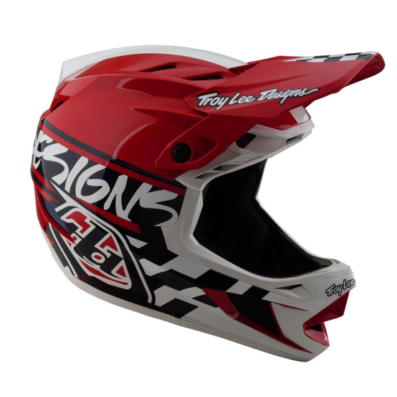 Integrální přilba - TROY LEE DESIGNS D4 Polyacralite MIPS 2025 - Fifty-50 White / Red