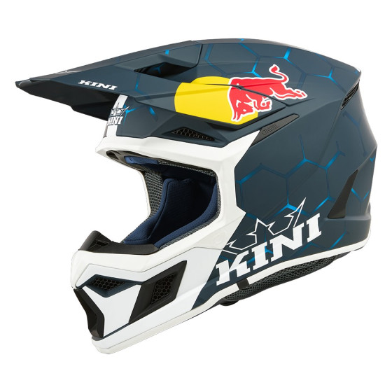 Dětská integrální přilba - KINI Red Bull MX3 1.0 2025 - modrá/bílá