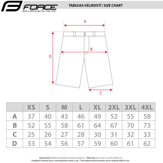 Kraťasy - FORCE Rebel MTB bez vložky - Černá