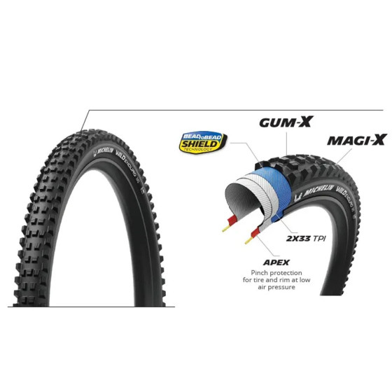Plášť MTB - MICHELIN Wild Enduro MS Performance Line GUM-X/MAGI-X TLR 29x2,40" - kevlar