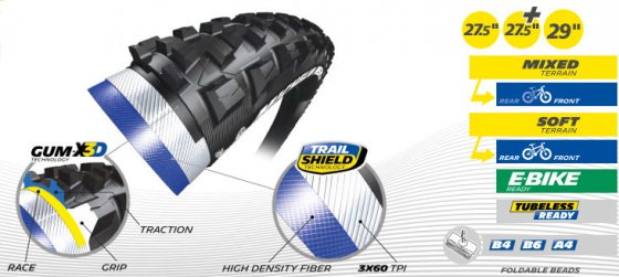 Plášť MTB - MICHELIN Wild AM Gum-X3D (competition line) 27,5x2,8 - TS,TLR, kevlar