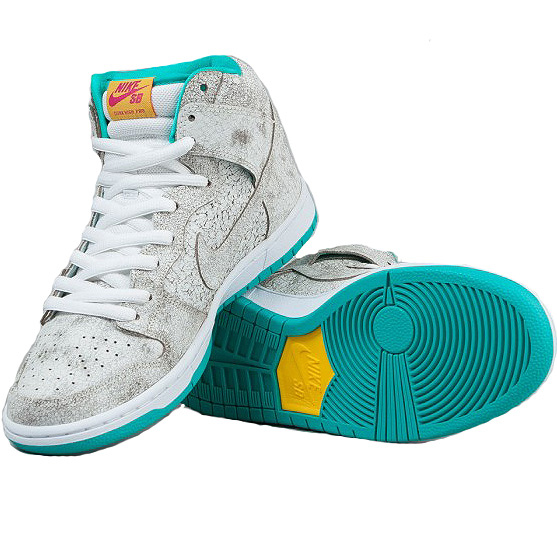 Boty - NIKE SB Dunk High Premium 2015 - White/White-Hyper Jade