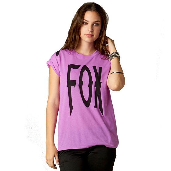 Dámské triko - FOX Lock Down Crew Roll 2014 - fialová L (likvidace skladu)