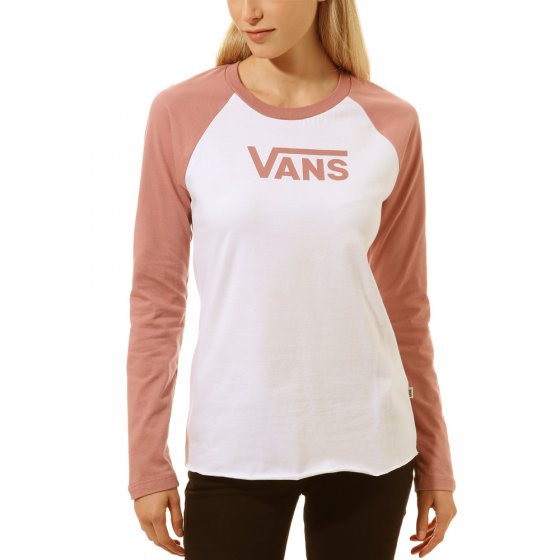 Dámské triko - VANS Flying V LS Raglan - White/Rose