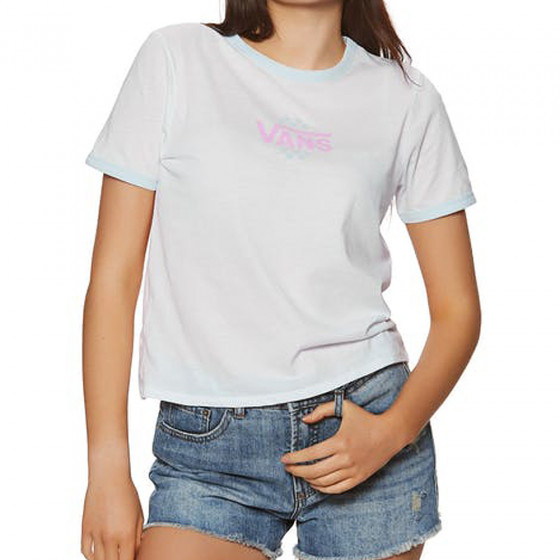 Dámské triko - VANS Summer Schooler Ringer - bílá/modrá