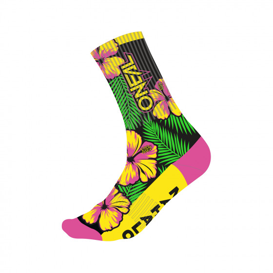 MTB ponožky ISLAND růžová/zelená/žlutá (39-42)