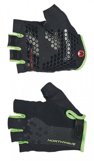 Pánské rukavice Northwave Grip Short Gloves Black/Green Fluo XXL