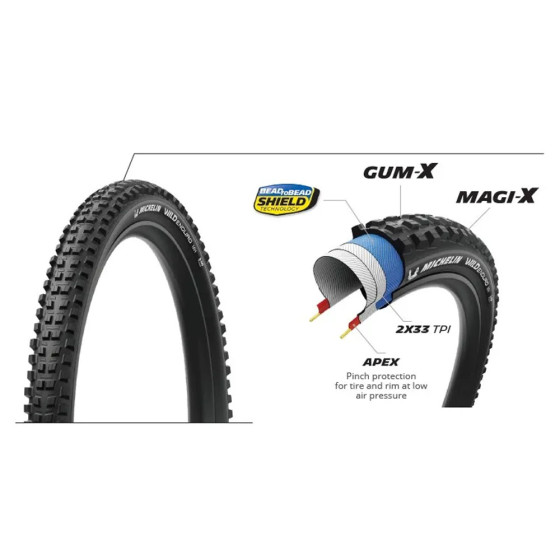 Plášť MTB - MICHELIN Wild Enduro MH Performance Line GUM-X/MAGI-X TS TLR 29x2,5" - kevlar