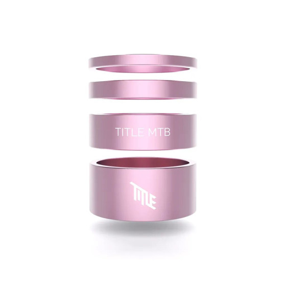 Podložky pod představec - TITLE Alloy Headset Spacer Kit - Pink