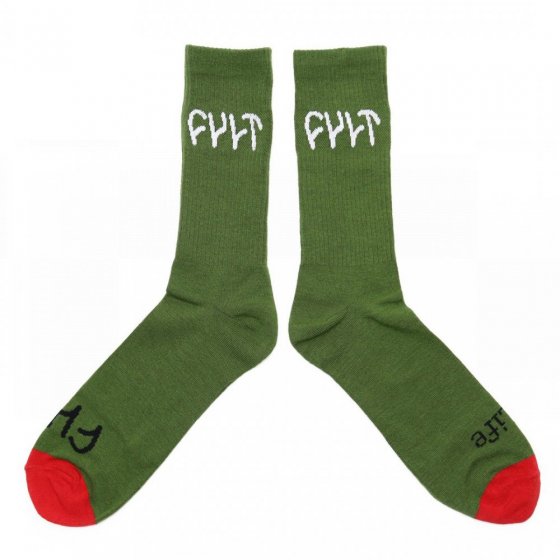 Ponožky - CULT Logo - Olive Green