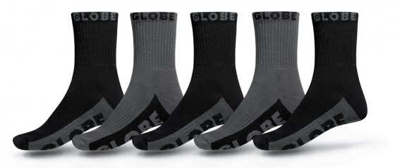 Ponožky Globe Ankle Sock 5 Pack Black/Grey 1Sz