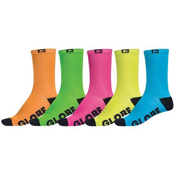 Ponožky - GLOBE New Tradie Crew (5párů) - Fluro - UNI(7-11)