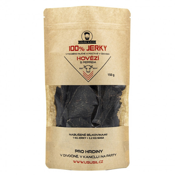 Usušil & syn 100% hovězí jerky s pepřem 150 g)