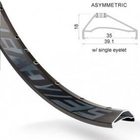 Ráfek MTB - BLACK JACK 29" Ready 35 Asymetric  černá - 32 děr