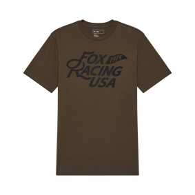 Triko - FOX Fox Flag Ss Prem Tee 2025 - Military Green